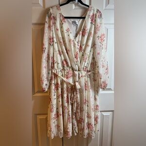 Banana Republic Cream Dress with Pink Floral Design